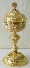 Antique French solid silver gilt Baroque Ciborium